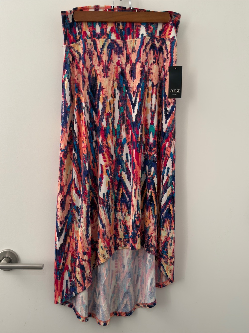 a.n.a. Aztec Tribal Hi-Low Skirt Size Petite Medium PM High Low Chevron Zigzag